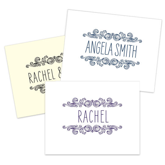 Woodcut Scroll Folded Note Cards - Raised Ink